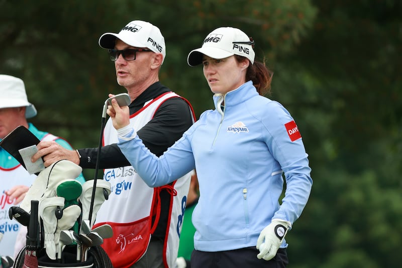Leona Maguire prepares to play her tee shot on the 11th hole at the Meijer LPGA Classic in Michigan last June. Photograph: Jorge Lemus/Getty