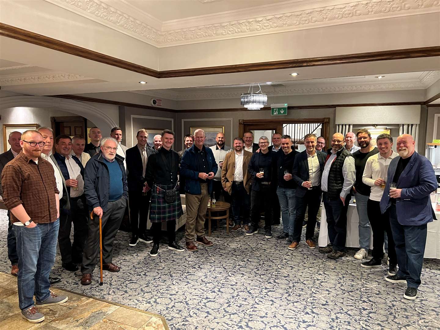Whisky Tasting Guests with Sandy Lyle & Hamish Malcolm (front).