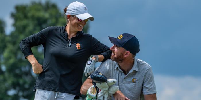 Paul Payne: Leading UTC Golf Now A Family Affair For Woodruffs Blaine and Katie Woodruff enjoy a laugh at this summer
