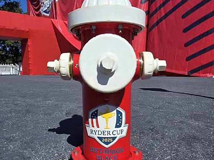 fire hydrant with ryder cup logo