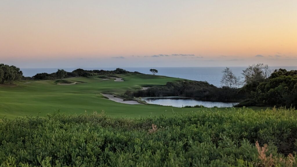 Pelican Hill North - 17th hole at twilight is a sight to behold