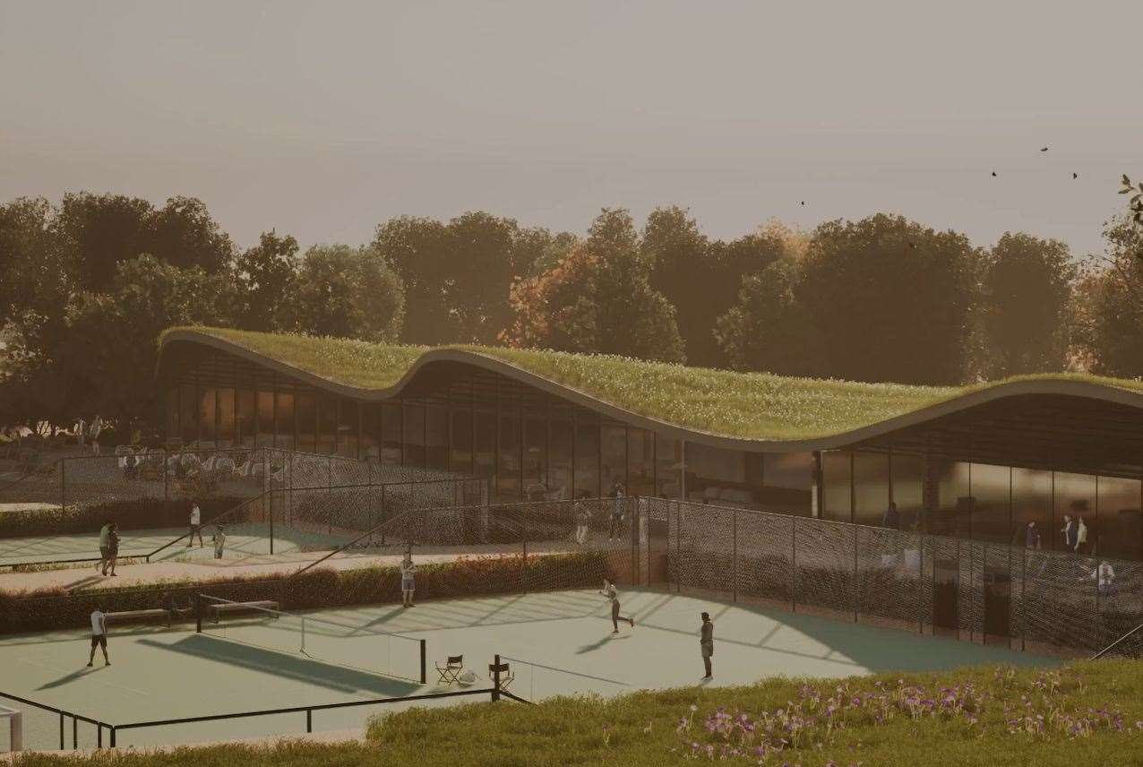 A turf academy and artificial sports pitch will also be built near the courts. Picture: Holloway Studio