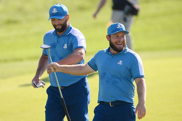 Jon Rahm and Tyrrell Hatton play in the 2025 Ryder Cup
