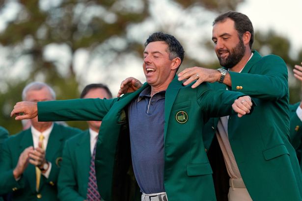 Rory McIlroy and Scottie Scheffler after the 2025 Masters