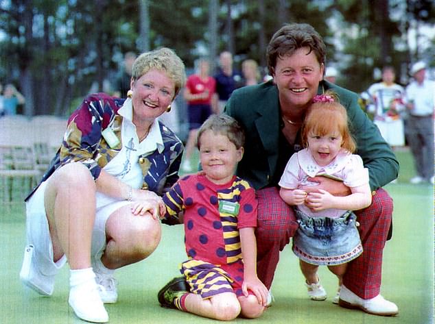 Family affair: Ian celebrates his 1991 victory with wife Glendryth and two of his children