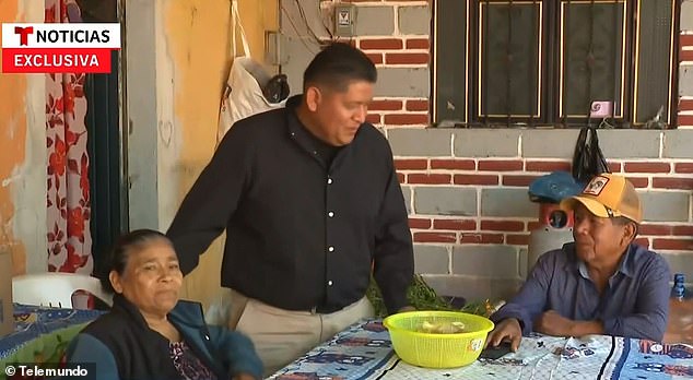 Juarez is pictured with other family members now he is back in Puebla, Mexico