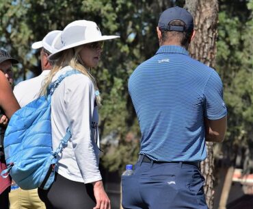 Tiger Woods and ex-wife Elin Nordegren chatted as they supported son Charlie on Saturday