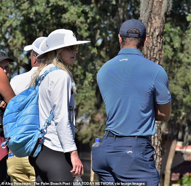Tiger Woods and ex-wife Elin Nordegren chatted as they supported son Charlie on Saturday