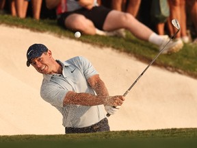 Northern Ireland's Rory McIlroy plays a shot during the final day of the 2025 DP World Tour Championship.