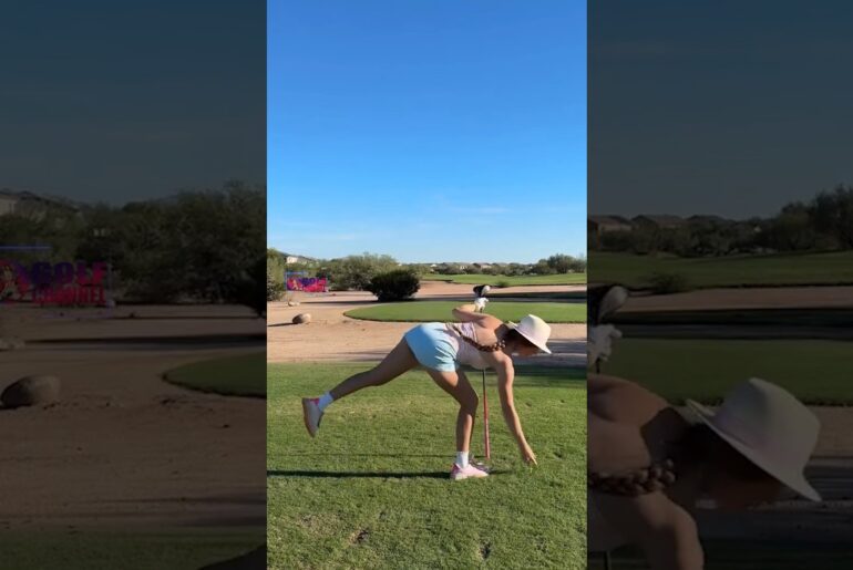 Amazing Golf Swing you need to see | Golf Girl awesome swing | Golf shorts | Claire Bear