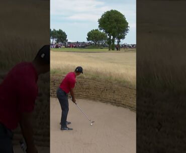 Tiger Woods with a GREAT bunker shot at Carnoustie in 2018  #golf #tigerwoods