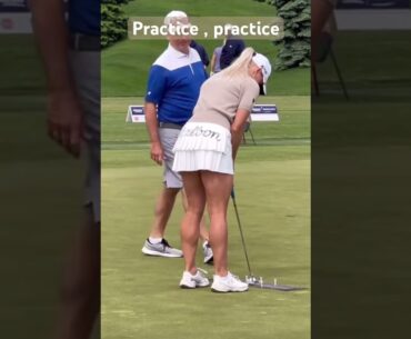 Smooth stroke by Charley. #girlgolfers #golf #golfswing #golftechnique #golfer