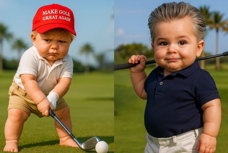 Baby Trump Takes Baby Gavin Newsom Golfing With Him!