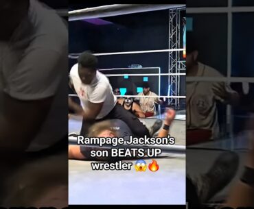 Rampage Jackson’s son BEATS UP wrestler 😱🔥 #wwe #ufc #mma #rampagejackson #rajajackson #prowrestling