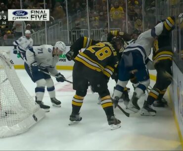 David Pastrnak hits Nikita Kucherov 10/13/25