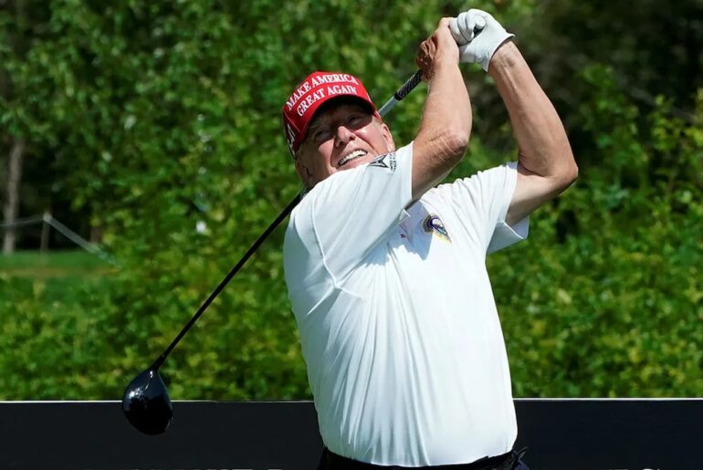 ‘Scum of the earth’: Donald Trump is back at a golf course after leading his nation into a state of full-blown chaos