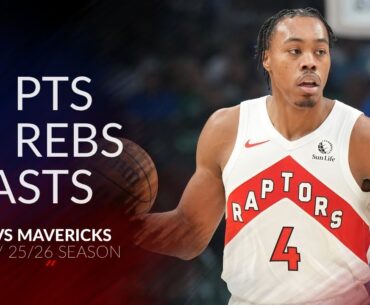 Scottie Barnes 33 pts 11 rebs 6 asts vs Mavericks 25/26 season