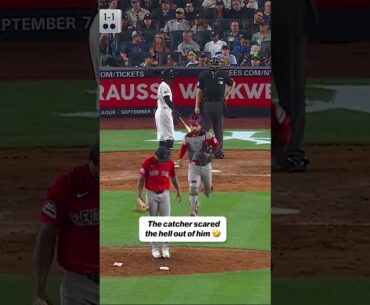He was NOT expecting the catcher 😂 #redsox #catcher #pitcher #scare #baseball #mlb