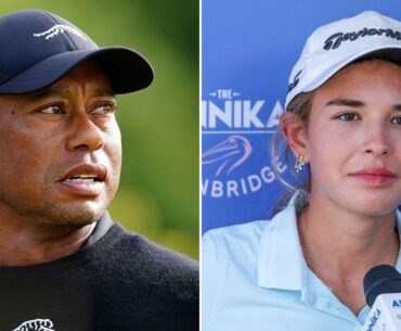 Tiger Woods gives advice to Kai Trump, 18, after US President's granddaughter's nightmare LPGA debut