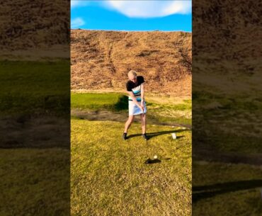 Slow motion driver swings. Lady golfer at The Halifax Golf Club