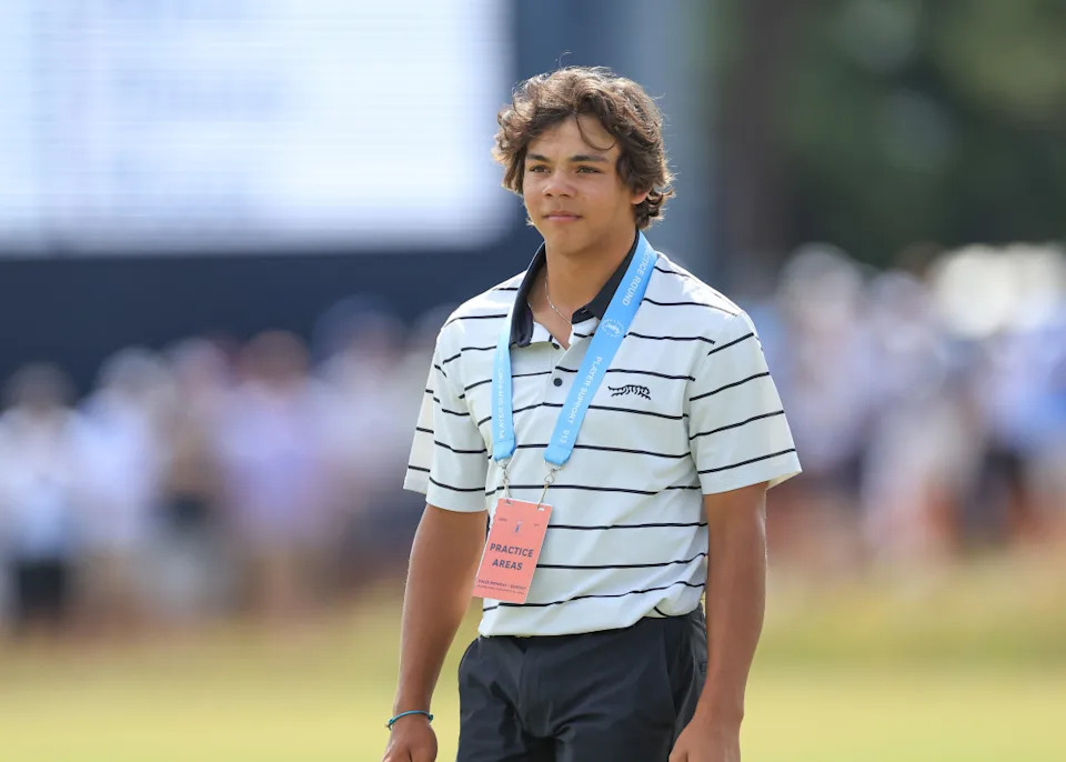 PINEHURST, NORTH CAROLINA - JUNE 10: Charlie Woods of The United States the son of Tiger Woods on the 18th green during a practice round prior to the U.S. Open on the No2 Course at The Pinehurst Resort on June 10, 2024 in Pinehurst, North Carolina. (Photo by David Cannon/Getty Images)David Cannon&sol;Getty Images