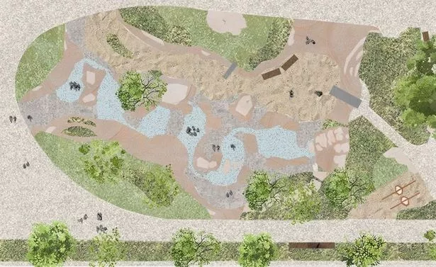 A design impression of the planned water play area in the future new-look Pier Gardens, Cleethorpes