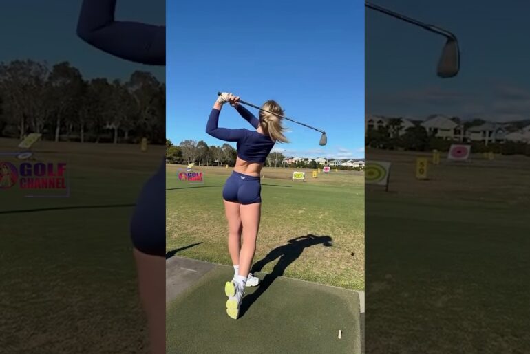 Amazing Golf Swing you need to see | Golf Girl awesome swing | Golf shorts | Antonia Harley
