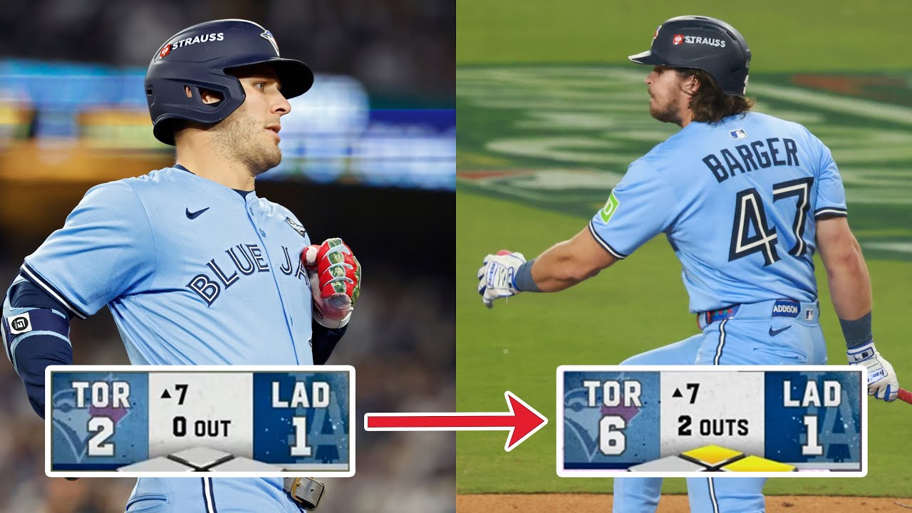 TORONTO TACKS ON! The Blue Jays score FOUR runs in the 7th inning of World Series Game 4! π₯ TORONTO TACKS ON! The Blue Jays score FOUR runs in the 7th inning of World Series Game 4! π₯