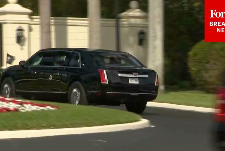 JUST IN: President Trump Arrives At Trump International Golf Club In West Palm Beach, Florida