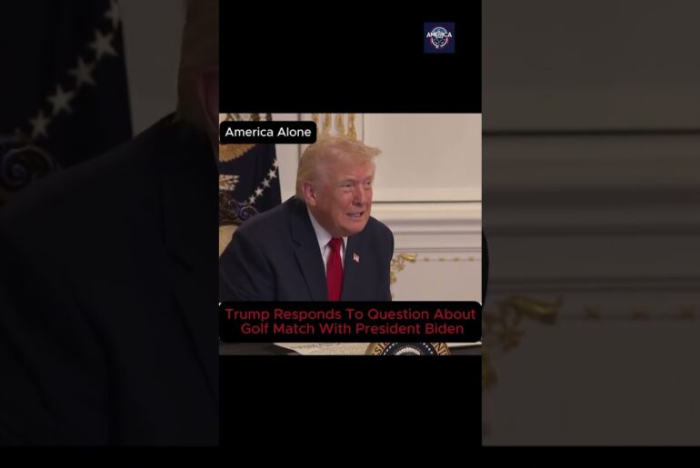 Trump Responds To Question About Golf Match With President Biden #shorts #trump #golf #biden #usa