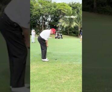 WATCH: Trump sinks a chip shot while golfing with sports legends #foxnews #news #us #fox