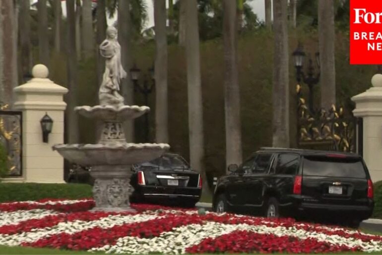 JUST IN: President Trump Arrives At Golf Club In West Palm Beach, Florida