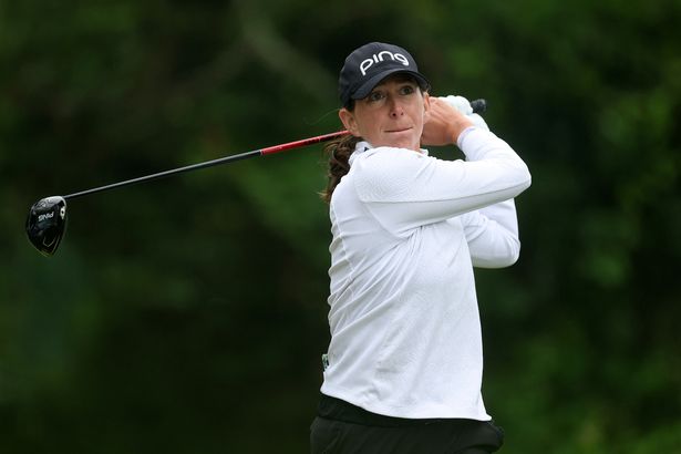 Elizabeth Szokol of the United States hits her tee shot on the 14th hole during the final round of the ShopRite LPGA Classic