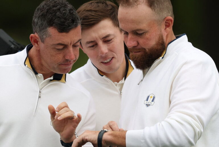 Rory McIlroy, Matthew Fitzpatrick and Shane Lowry at the 2025 Ryder Cup