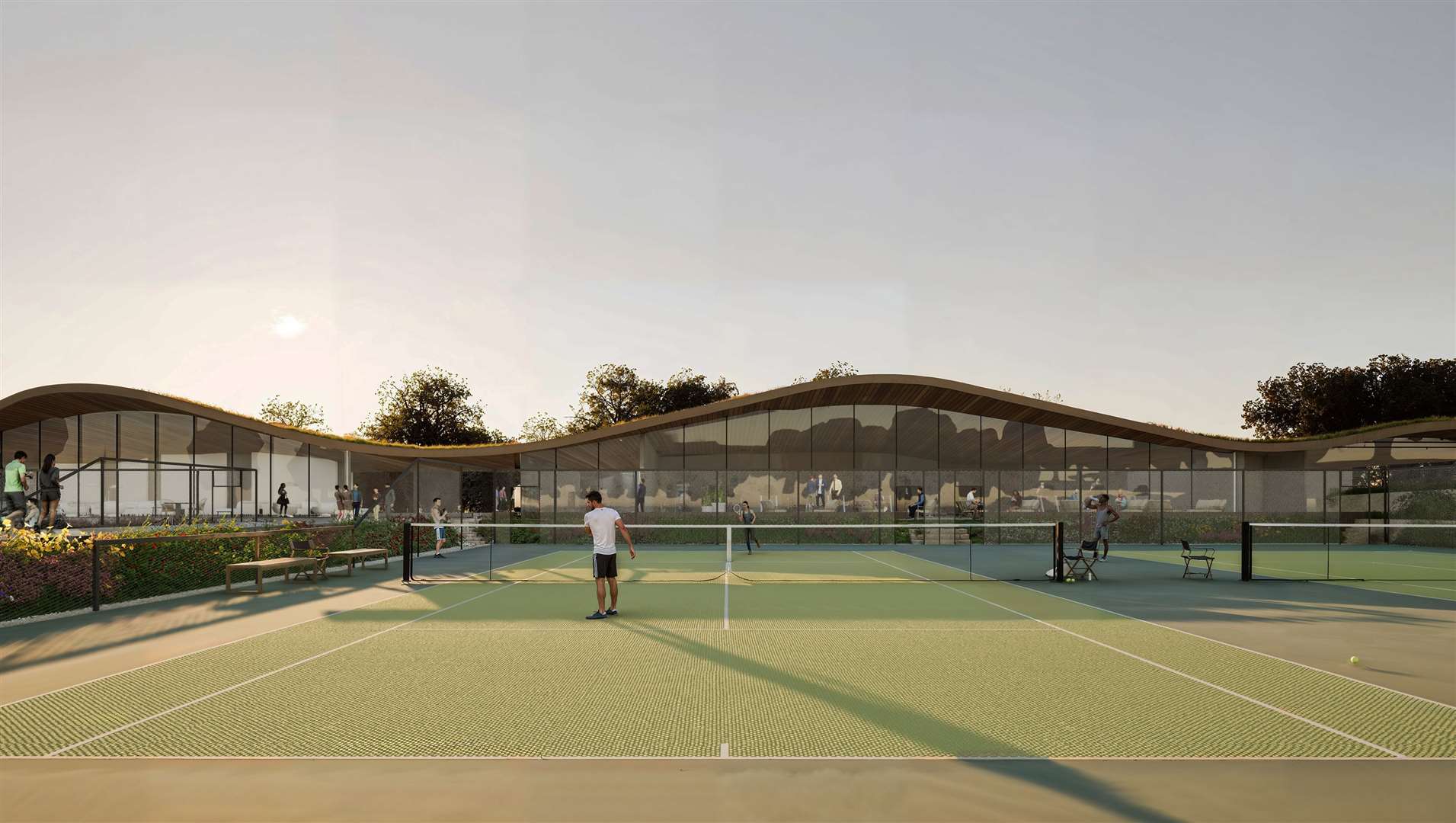 The Pavilion will have dozens of padel courts and new tennis courts. Picture: Holloway Studio