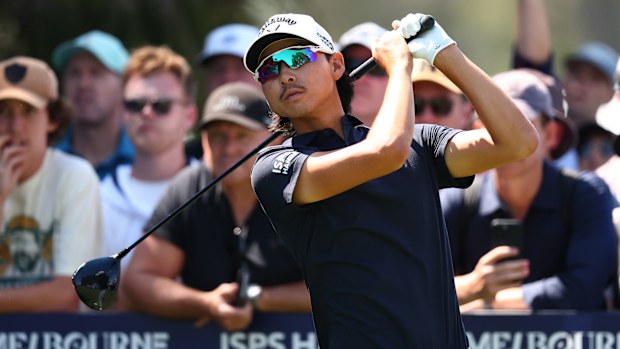 Min Woo Lee tees off on day one of the 2024 Australian Open.