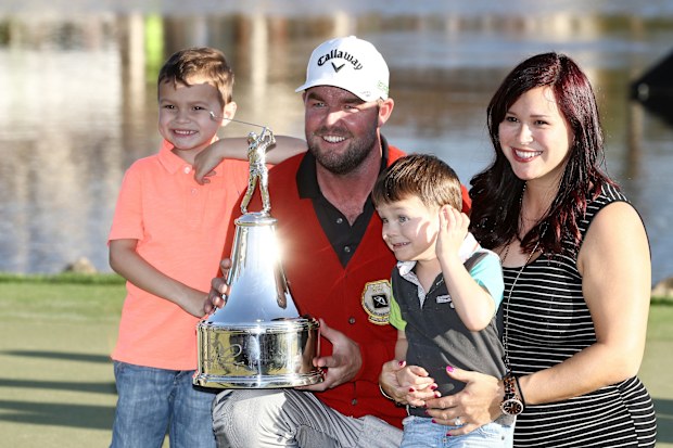 Marc Leishman with his wife, Audrey, and two sons, Harvey and Oliver, in 2017.
