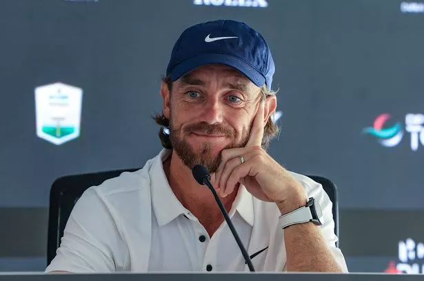 Tommy Fleetwood of England speaks during his pre-tournament media conference prior to the Hero Dubai Desert Classic