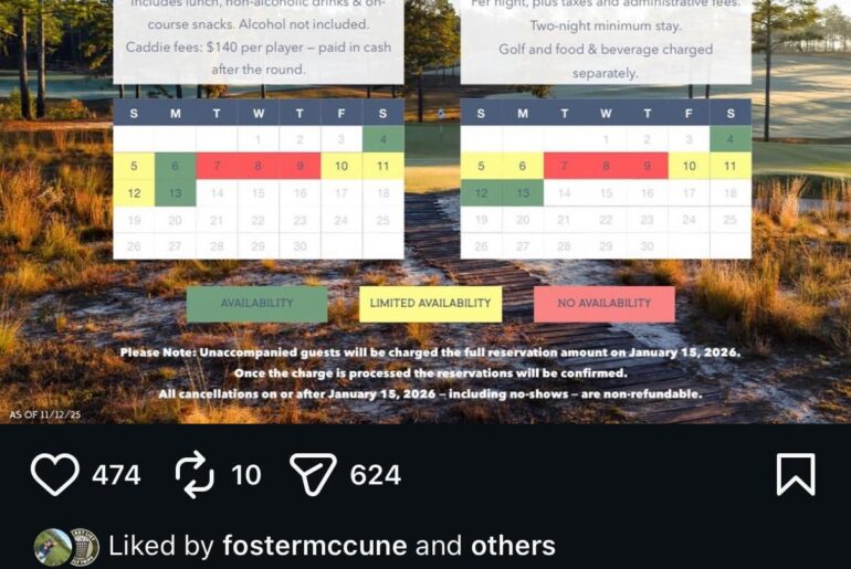 Tree Farm in SC hilariously opens tee times for Masters week at $1000 per round