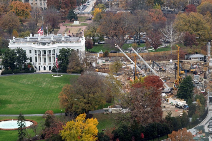 Work continues on the construction of the ballroom at the White House, Wednesday, Nov. 19, 2025, in Washington, where the East Wing once stood. (AP Photo/Jose Luis Magana)