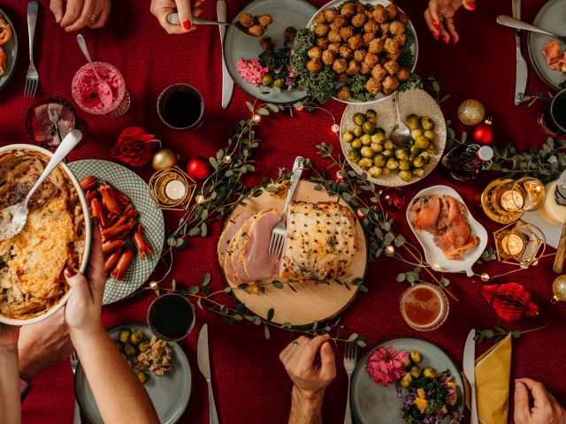 Christmas dinner spread