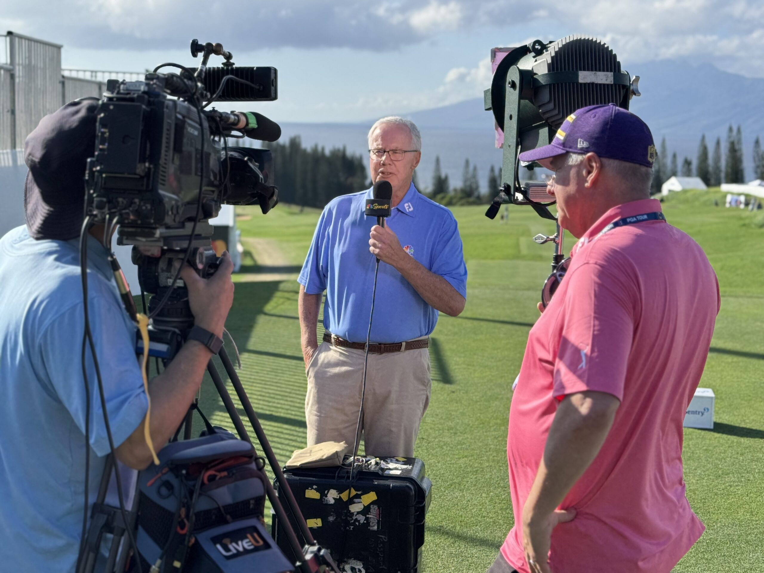 NBC and Golf Channel analyst Mark Rolfing (middle) has been a part of all 27 versions of The Sentry golf tournament at the Kapalua Plantation Course since the event began there inm 1999. HJI / ROB COLLIAS photo