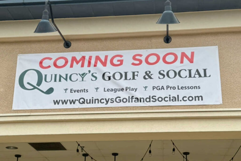 Coming Soon Signage Up for Quincy’s Golf & Social in Gaithersburg