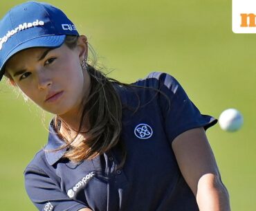 Kai Trump, granddaughter of President Donald Trump, chips to the 16th green during the first round of The Annika LPGA golf tournament, Thursday, Nov. 13, 2025, in Belleair, Fla. (AP Photo/Chris O'Meara)