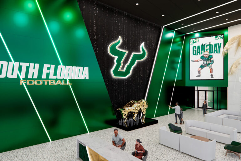 USF football’s operations center will feature barbershop, golf simulator