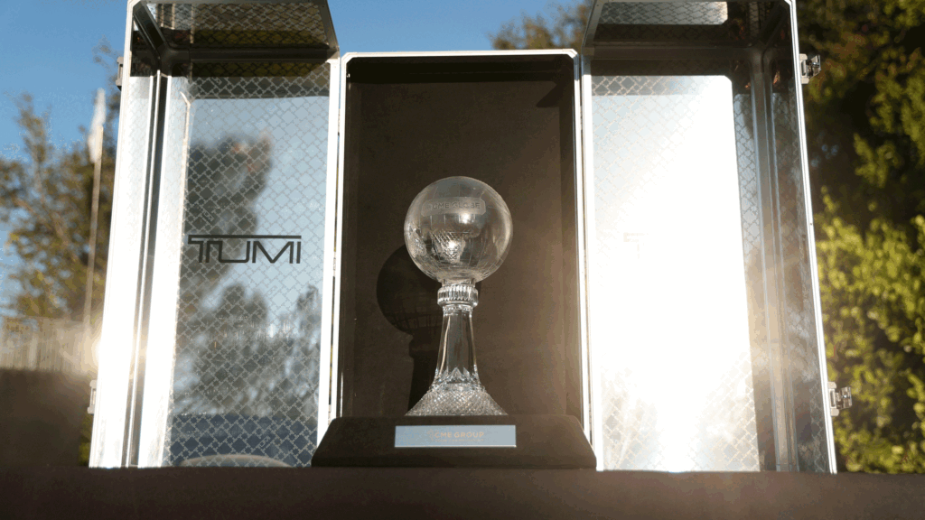 A general view of the CME Group Tour Championship inside its metal trophy case