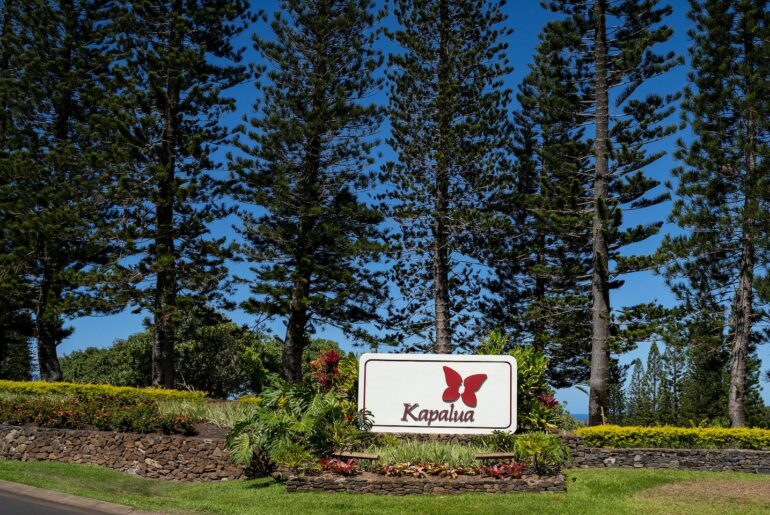 A Kapalua Ridge Villas sign in Lahaina, Hawaii.
