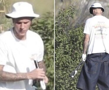 Justin Bieber caught casually weeing in bushes on course during golf round