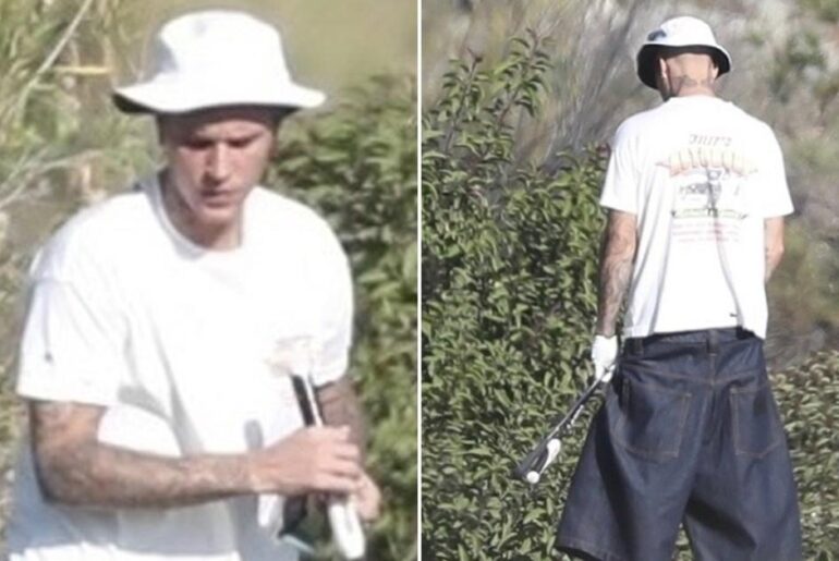 Justin Bieber caught casually weeing in bushes on course during golf round