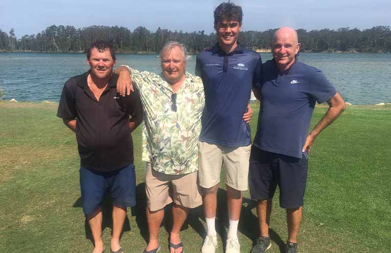 2025 Nambucca men's champions (from left) Scott Burley (B Grade), Andrew MacKinnon (C Grade), Ashton Herbert (Junior) and Graham Watson (A Grade).